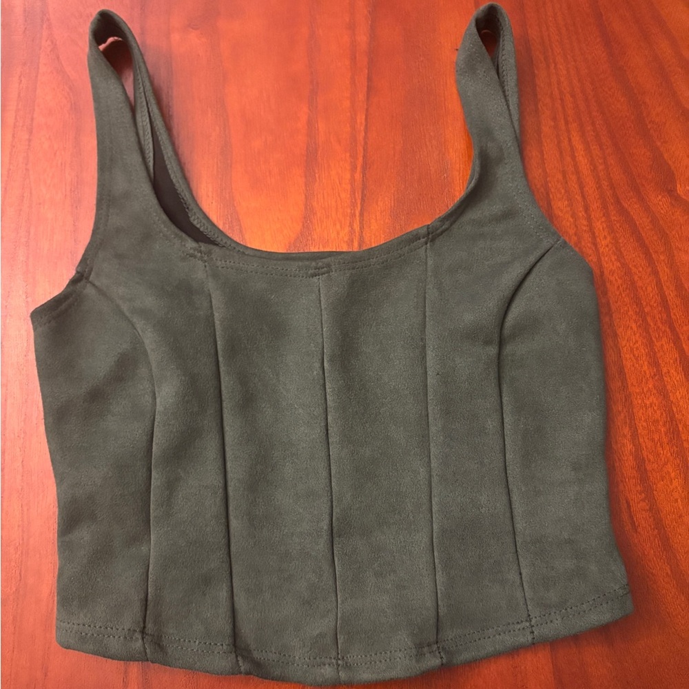 Altar'd State Olive Green Sleeveless Corset Top